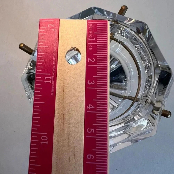 Vintage PartyLite Clear Heavy Glass Tealight Candle Holder Diamond on Gold Stand - Picture 7 of 14